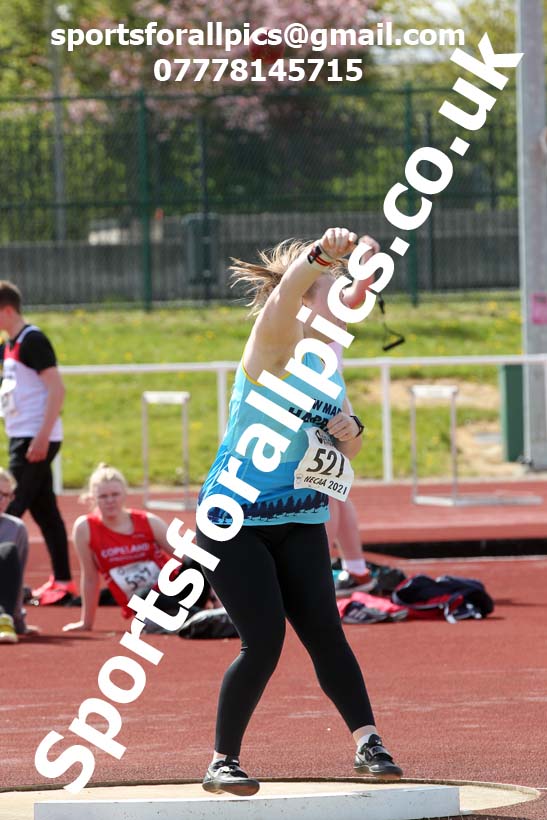 Shot putt, 2021 NECAA Middlesbrough Open Meting, Sunday, May 9th. Photo: David T. Hewitson/Sports for All Pics